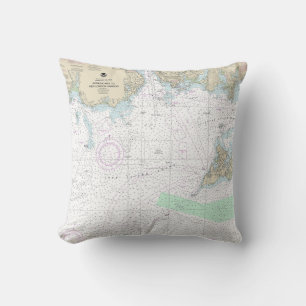 Approaches to New London Harbour Nautical Chart Throw Pillow