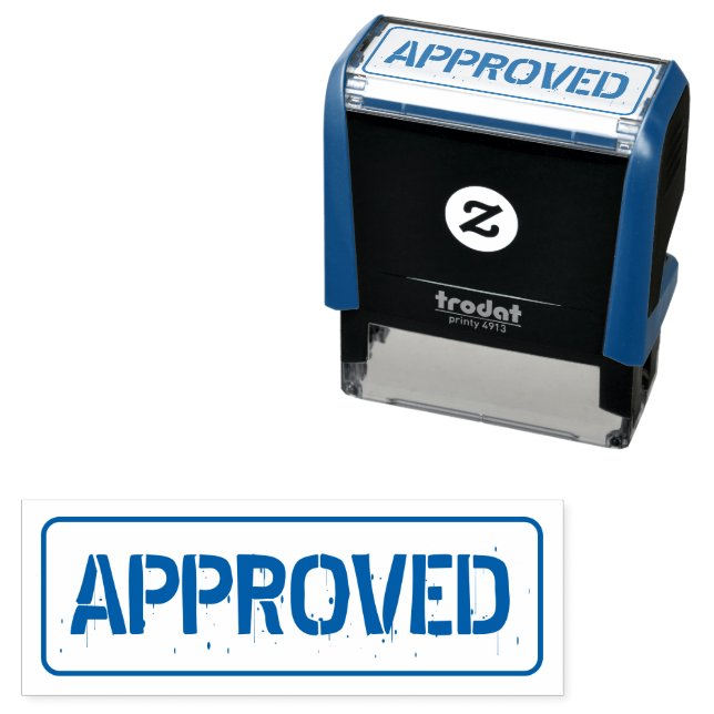 Approved blue ink logo Self-inking rubber stamp (In Situ)