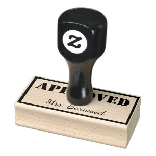 Approved by Custom Name Rubber Stamp