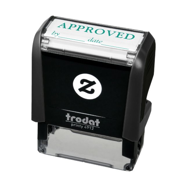 APPROVED Name and Date Black Green Ink Business Self-inking Stamp (Product)
