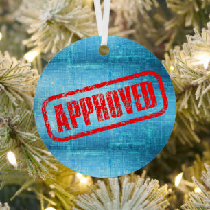 Approved Stamp & Blueprint Abstract Metal Ornament