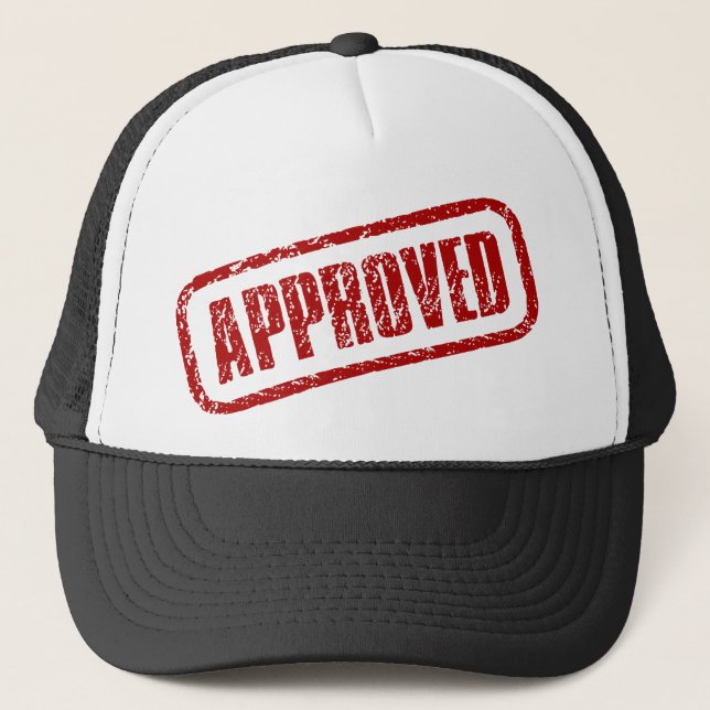 Approved stamp trucker hat (Front)