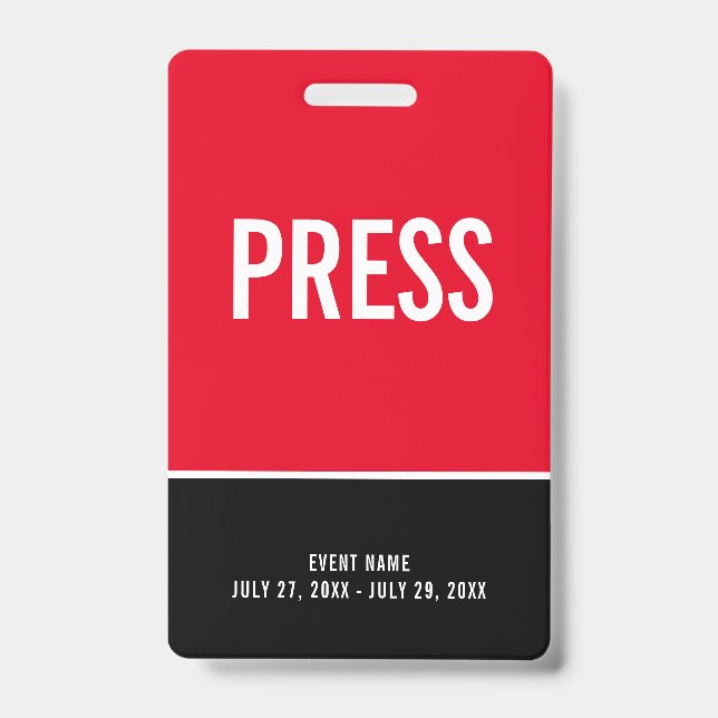 Appuyez sur le badge de carte d'accès rouge noir (Avant)