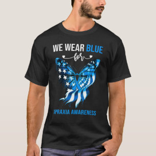 Apraxia Awareness 4th July Blue Butterfly T-Shirt