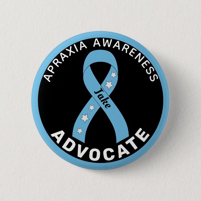 Apraxia Awareness Advocate Ribbon Black Button (Front)