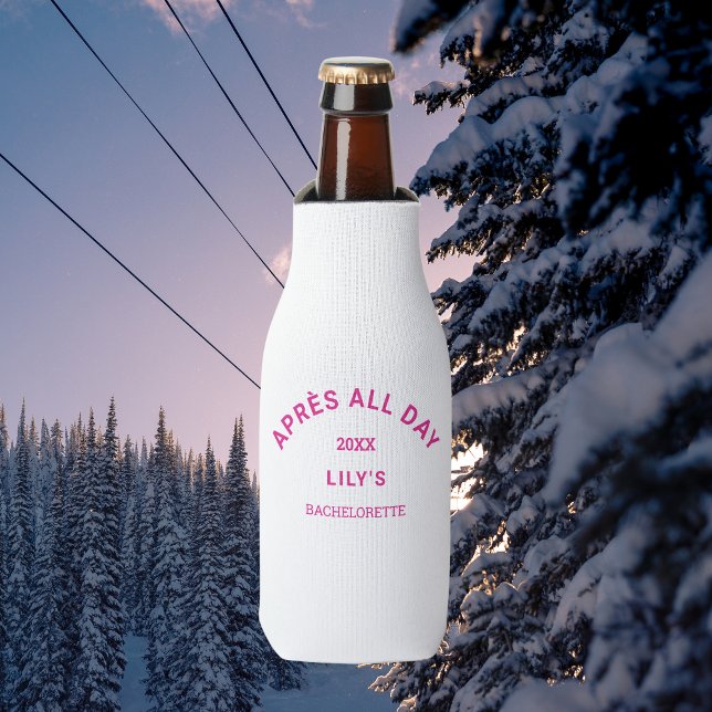 Après All Day Hot Pink Bachelorette Ski Crest Bottle Cooler (Creator Uploaded)