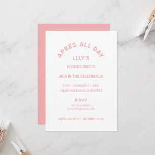 Après All Day Icy Pink Bachelorette Ski Theme Invitation