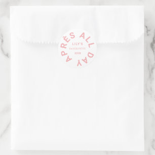 Après All Day Pink Bachelorette Party Crest Classic Round Sticker