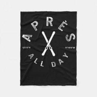Apres All Day Winter Sports Apres Ski Lover Skiing Fleece Blanket