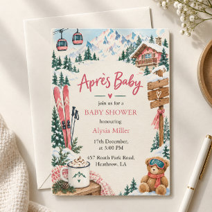 Apres Bebe Apres Ski Winter Girl Baby Shower  Invitation