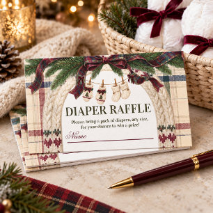 Après Bébé Country Club Ski Baby Shower Diaper Enclosure Card