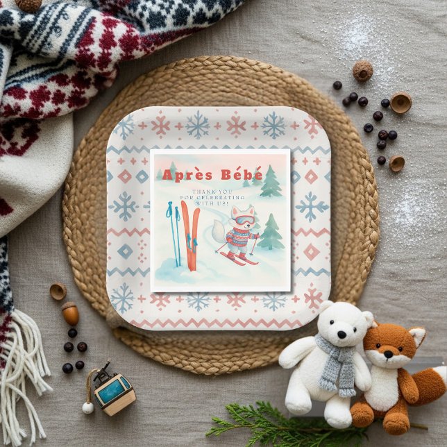 Après Bébé ski Arctic Fox Napkin (Après Bébé ski Arctic Fox Napkins)