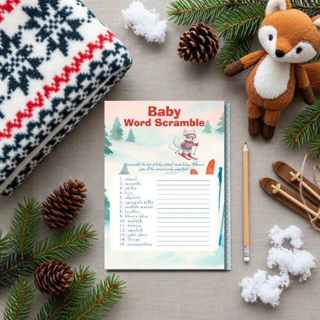 Après Bébé ski baby Baby Word Scramble Game  card (Après Bébé ski baby Baby Word Scramble Game card)