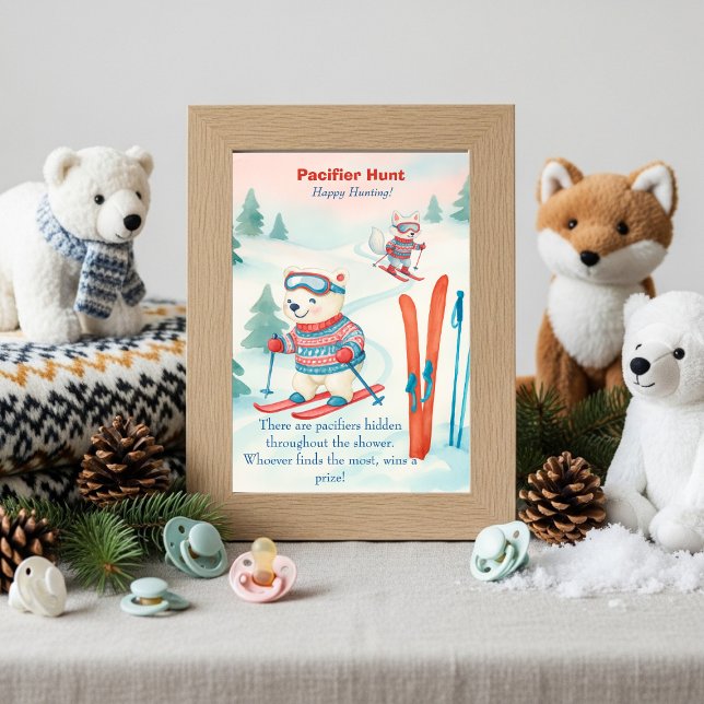 Après Bébé ski Baby Boho Pacifier Hunt game  Invitation (Après Bébé ski Baby Boho Pacifier Hunt game)