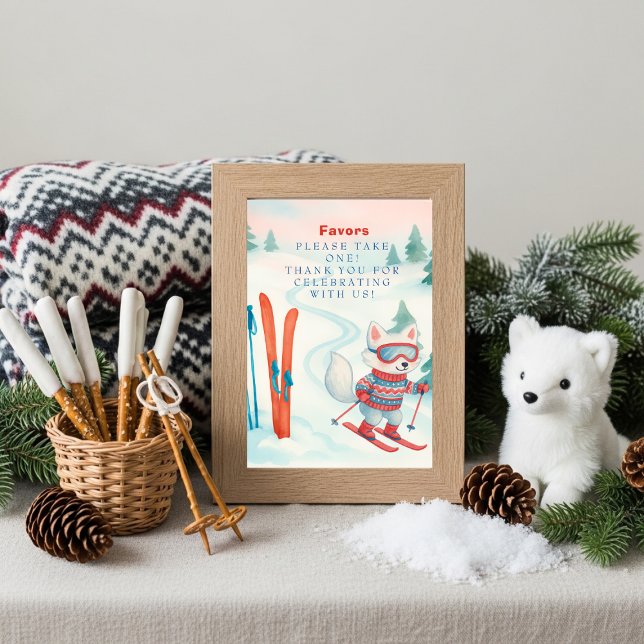 Après Bébé Ski Baby fox Favors Table Sign    Invitation (Après Bébé Ski Baby fox Favors Table Sign)