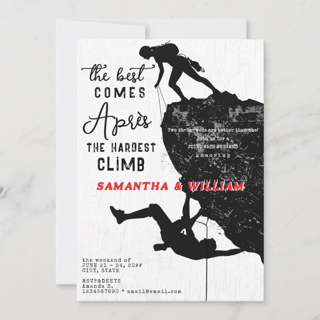 Après Climb Rock Climbing Mountain Joint Bach Invitation (Front)