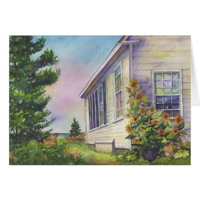 Après des activités d'école, île de Mohegan, carte (Devant horizontal)