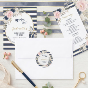 Après Golf Bachelorette Blue Elegant Preppy Floral Classic Round Sticker