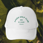 Après Golf Club Forest Green Golf Social Crest Trucker Hat<br><div class="desc">Après Golf Club,  forest green social golf club crest,  hat. Personalize with the year of your golf gathering,  club name and location. Perfect for a group destination golf trip or for an après golf theme party or bachelor / bachelorette. Designed to match our Après Golf Club Collection.</div>