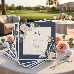Apres Golf Elegant Royal Blue Floral Bachelorette Napkin