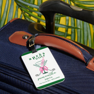 Aprés Golf Martini Coquette Bow Bachelorette Party Luggage Tag
