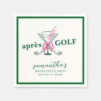 Aprés Golf Martini Coquette Bow Bachelorette Party Napkin