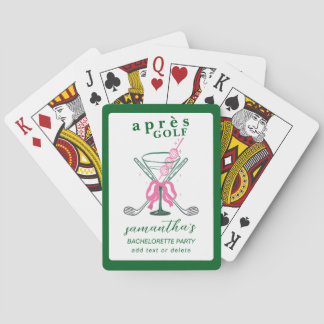 Aprés Golf Martini Coquette Bow Bachelorette Party Playing Cards