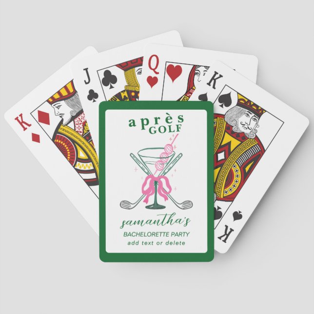 Aprés Golf Martini Coquette Bow Bachelorette Party Playing Cards (Back)