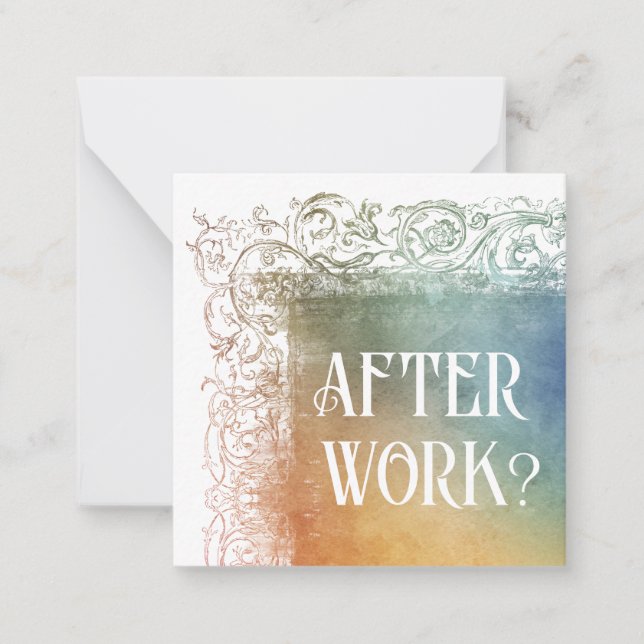 *~* APRÈS LE TRAVAIL ? Carte de note plat AP63 Rel (Devant)