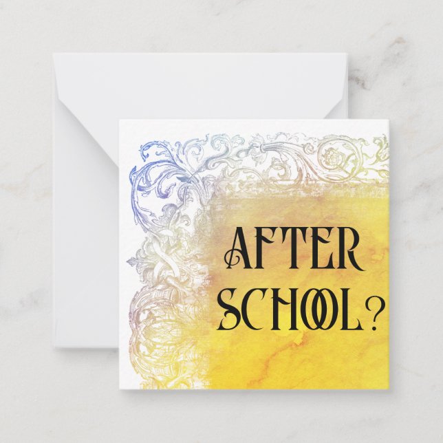 *~* APRÈS L'ÉCOLE ? Carte de note plat AP63 Friend (Devant)