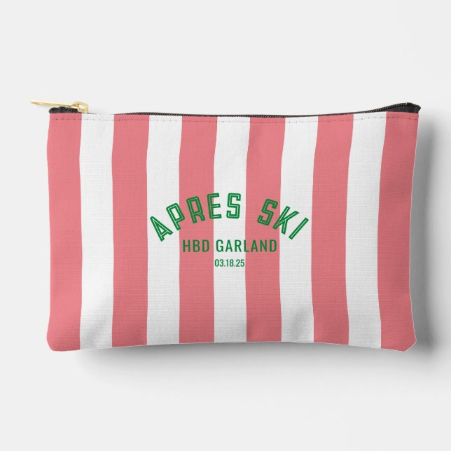 Apres Ski 2025 Pink Cabana Stripe Accessory Pouch (Front)