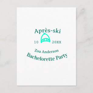 Après-ski bachelorette party turquoise hat name da postcard