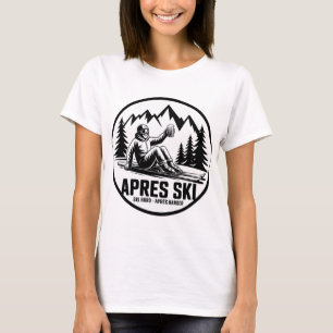 Après Ski Beer & Skier Winter Mountain Sticker T-Shirt