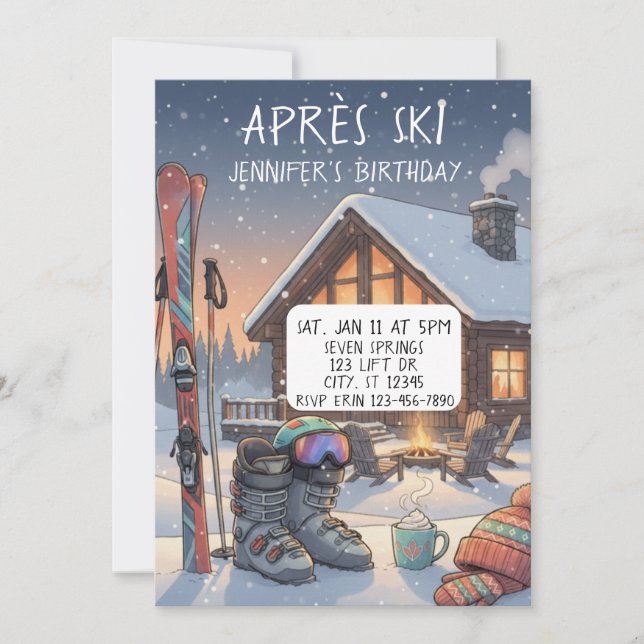 Après Ski Birthday Party Invitation (Front)