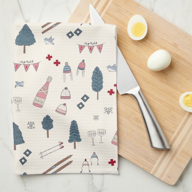 Apres Ski Cabin Decor Champagne  Kitchen Towel (Quarter Fold)