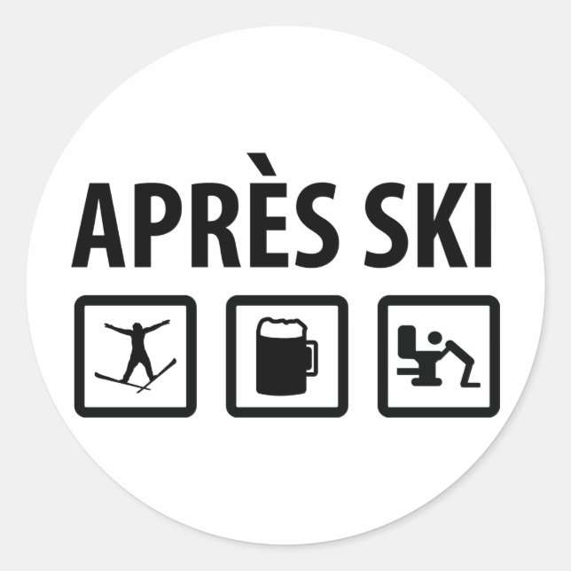 apres ski classic round sticker (Front)