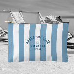 Apres Ski Club Blue Stripe Custom Location Ski Accessory Pouch<br><div class="desc">The perfect personalized accessory pouch for your ski essentials... Bold blue stripes with navy distressed custom "Apres Ski Club" crest. Personalize with the year, resort and destination. Perfect for a group ski trip, an apres ski theme bachelorette or birthday party or as a memento for a past ski trip. Matching...</div>