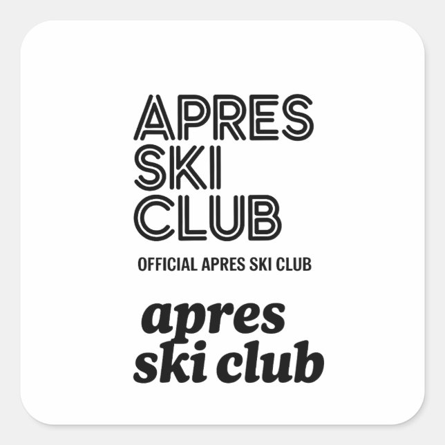 Apres Ski Club Coffee Mug – Winter Ski Lover Gift Square Sticker (Front)