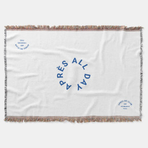 Après Ski Club Cool Blue Ski Resort Crest Throw Blanket