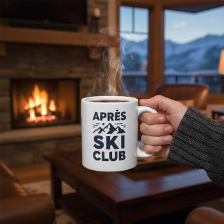 Apres Ski Club Mountain Logo - Custom Mens Winter  Large Coffee Mug