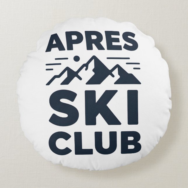 Apres Ski Club Mountain Logo - Custom Mens Winter  Round Pillow (Front)