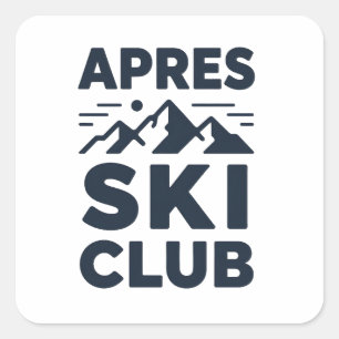Apres Ski Club Mountain Logo - Custom Mens Winter Square Sticker