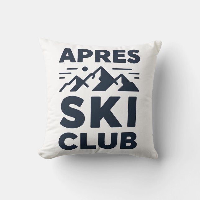 Apres Ski Club Mountain Logo - Custom Mens Winter  Throw Pillow (Front)
