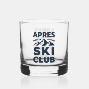 Apres Ski Club Mountain Logo - Custom Mens Winter Whiskey Glass