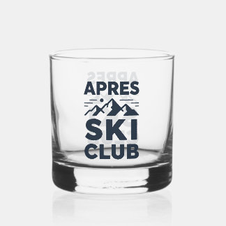 Apres Ski Club Mountain Logo - Custom Mens Winter  Whiskey Glass