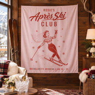 Apres Ski Club Pink Bachelorette Party Tapestry