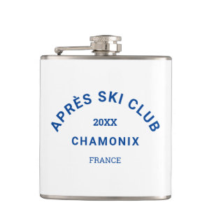 Après Ski Club Royal Blue Winter Ski Resort Crest Hip Flask