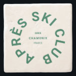 Après Ski Club Winter Green Ski Resort Crest Stone Coaster<br><div class="desc">Après Ski Club, winter green ski resort crest stone coaster. Personalize with the year of your ski trip, ski resort name and location. Perfect as a memento or gift to remember a ski trip or for an après ski theme party. Designed to match our Après Ski Club Collection.</div>