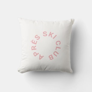 Après Ski Club Winter Icy Pink Ski Crest Outdoor Pillow