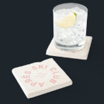 Après Ski Club Winter Icy Pink Ski Resort Crest Stone Coaster<br><div class="desc">Après Ski Club, winter icy pink ski resort crest stone coaster. Personalize with the year of your ski trip, ski resort name and location. Perfect as a memento or gift to remember a ski trip or for an après ski theme party. Designed to match our Après Ski Club Collection.</div>